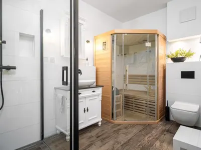 Ein Badezimmer in der Unterkunft 