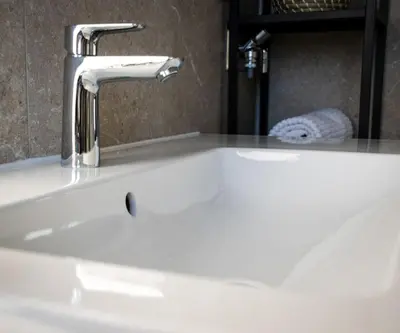 Ein Badezimmer in der Unterkunft Ferienhaus 