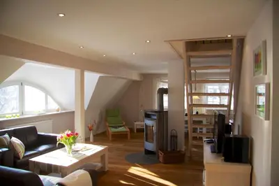Ein Sitzbereich in der Unterkunft Am Trommelplatz - Ferienwohnung 4