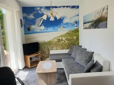 Ein Sitzbereich in der Unterkunft Buhne I EG