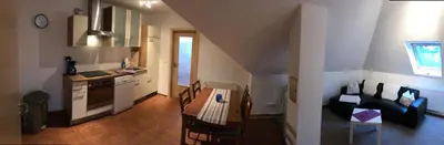 Küche/Küchenzeile in der Unterkunft Graureiher