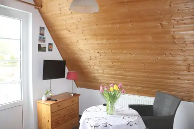TV/Unterhaltungsangebot in der Unterkunft Pension Martens - Mansadenwohnung