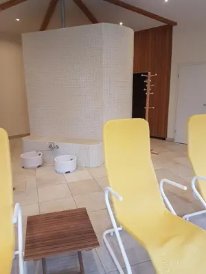 Ein Sitzbereich in der Unterkunft Residenz am Haferland