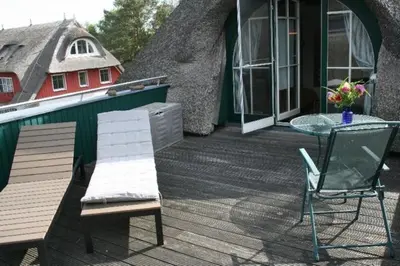 Ein Balkon oder eine Terrasse in der Unterkunft Residenz am Haferland Whg 14