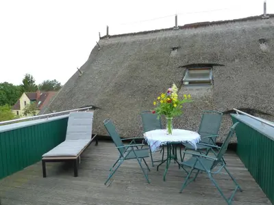 Ein Balkon oder eine Terrasse in der Unterkunft Residenz am Haferland Whg 14