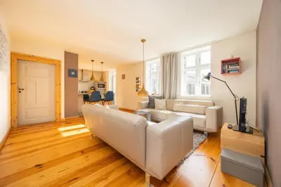 Ein Sitzbereich in der Unterkunft Hafen Eins