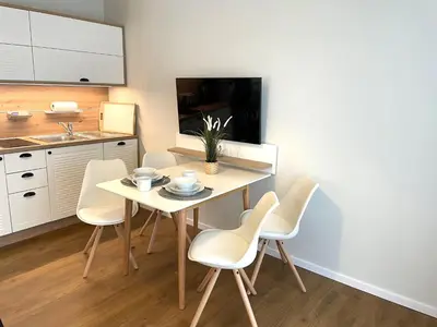 Küche/Küchenzeile in der Unterkunft Baltic Lagoon Resort direkt am Meer