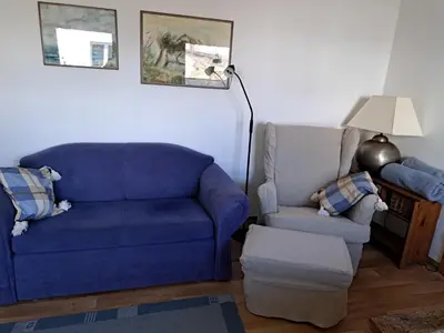 Ein Sitzbereich in der Unterkunft Boddenzauber