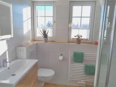 Ein Badezimmer in der Unterkunft Pfarrscheune Wustrow