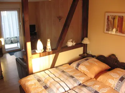 Ein Bett oder Betten in einem Zimmer der Unterkunft Ferienzimmer Hühnernest Hirtenweg 3