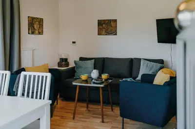 Ein Sitzbereich in der Unterkunft Haus Seestern
