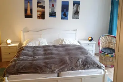 Ein Bett oder Betten in einem Zimmer der Unterkunft Ferienhaus Bredow