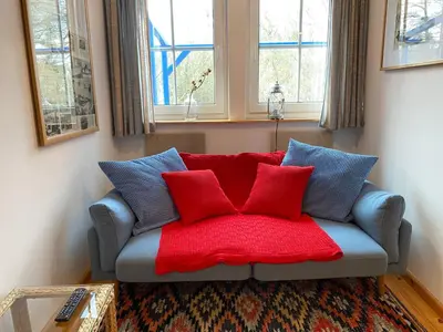 Ein Sitzbereich in der Unterkunft Ferienhaus Bredow