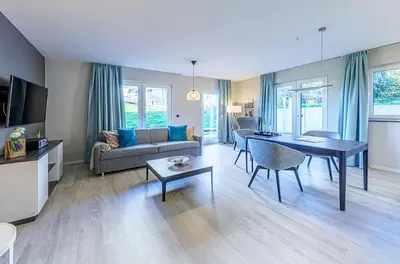 Ein Sitzbereich in der Unterkunft Ferienwohnung Meerduft - Urlaub zwischen Ostsee und Bodden