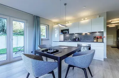 Küche/Küchenzeile in der Unterkunft Ferienwohnung Meerduft - Urlaub zwischen Ostsee und Bodden