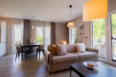 Ein Sitzbereich in der Unterkunft 5 Sterne Ferienwohnung Seesinn