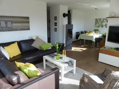 Ein Sitzbereich in der Unterkunft Godehus 6, exquisites Ferienhaus für 6 Personen in Zingst