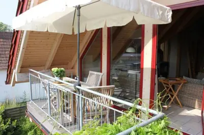 Ein Balkon oder eine Terrasse in der Unterkunft Haus Bodderbloom, App 02