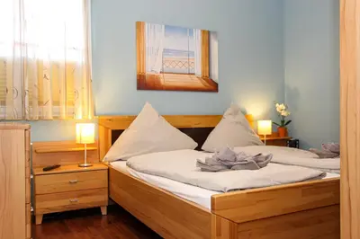 Ein Bett oder Betten in einem Zimmer der Unterkunft Backbord