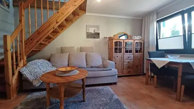 Ein Sitzbereich in der Unterkunft Bei Ziegers Ferienhaus