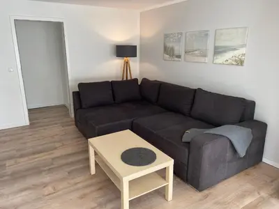 Ein Sitzbereich in der Unterkunft Strandveranda