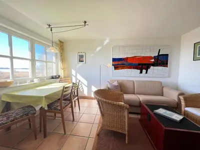Ein Sitzbereich in der Unterkunft Haus am Boddenufer