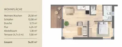 Grundriss der Unterkunft Haus Seevogel - Suite Kormoran PP 16