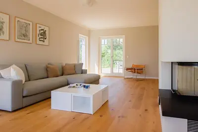 Ein Sitzbereich in der Unterkunft Haus am Schilf