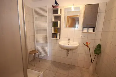 Ein Badezimmer in der Unterkunft Haus 1795 Storchennest