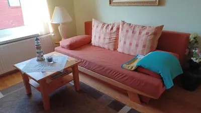 Ein Sitzbereich in der Unterkunft Ferienwohnung Leitzsch