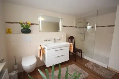 Ein Badezimmer in der Unterkunft Ferienwohnung Leitzsch
