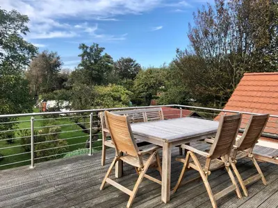 Ein Balkon oder eine Terrasse in der Unterkunft Ferienwohnung im Kapitänshaus