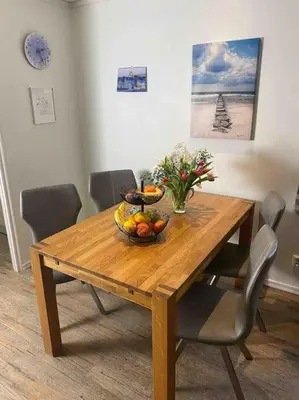 Ein Sitzbereich in der Unterkunft Charmantes lütt Eckhus Zingst
