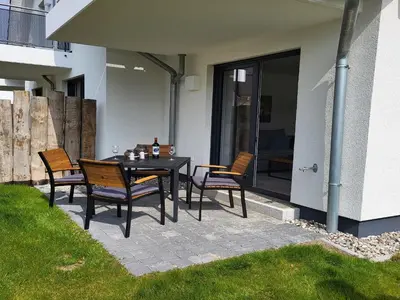 Ein Patio oder anderer Außenbereich in der Unterkunft Schwedengang 7A Whg 1 unten links
