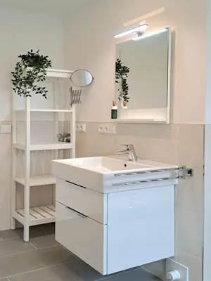 Ein Badezimmer in der Unterkunft Schwedengang 7A Whg 1 unten links