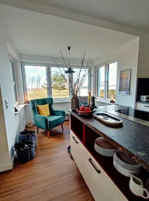 Ein Sitzbereich in der Unterkunft Ferienhaus Zur Oie
