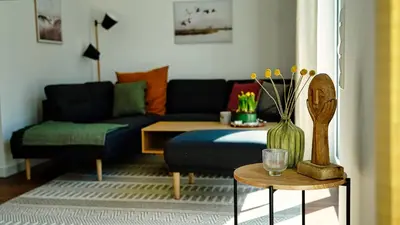 Ein Sitzbereich in der Unterkunft Ferienhaus Zur Oie
