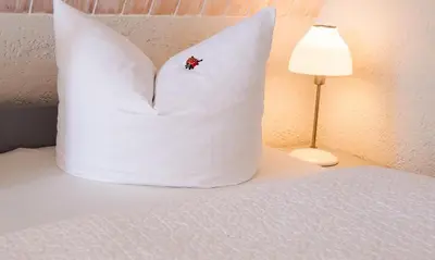 Ein Bett oder Betten in einem Zimmer der Unterkunft Sonnenblumenhaus 02