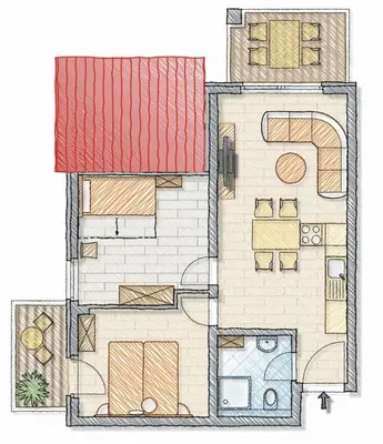 Grundriss der Unterkunft Ferienwohnung Toplaterne