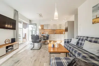 Küche/Küchenzeile in der Unterkunft Haus Strandidyll - Suite Strandmuschel