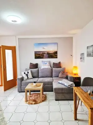 Ein Sitzbereich in der Unterkunft Ferienhaus Kranichnest