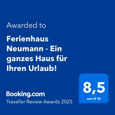 Ein Zertifikat, Auszeichnung, Logo oder anderes Dokument, das in der Unterkunft Ferienhaus Neumann - Ein ganzes Haus für Ihren Urlaub! ausgestellt ist