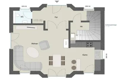 Grundriss der Unterkunft Reetdachhaus in Fuhlendorf mit Sauna nahe Bodden