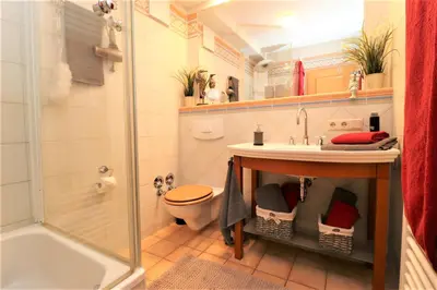 Ein Badezimmer in der Unterkunft Birkenhof App 07, 