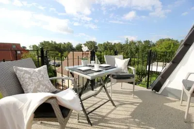 Ein Balkon oder eine Terrasse in der Unterkunft Aquamarin Ostseetraumsuite 12