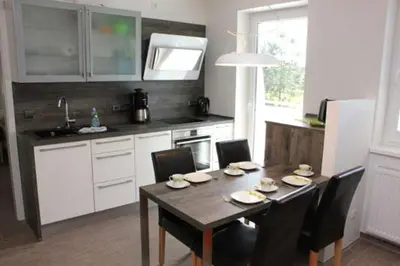 Küche/Küchenzeile in der Unterkunft Strandhaus Strandhaus, App 01