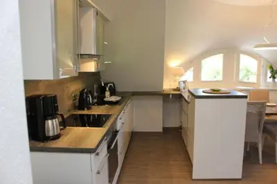 Küche/Küchenzeile in der Unterkunft Strandhaus Strandhaus, App 02