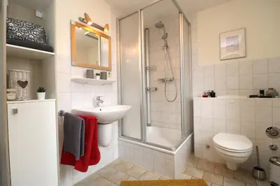 Ein Badezimmer in der Unterkunft Ferienhäuser Alte Feuerwehr, 