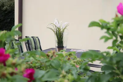 Ein Garten an der Unterkunft Am Leuchfeuer App 07