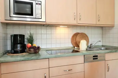 Küche/Küchenzeile in der Unterkunft Altes Wasserwerk App 03